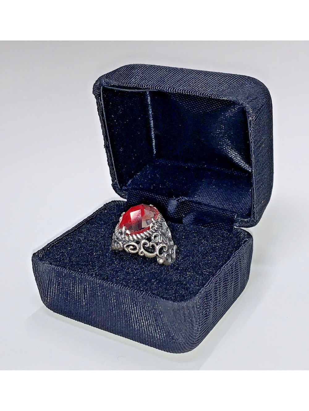 Carolyn Pollack - Sterling Silver Ring ~ RED CORAL DOUBLET RING Filigree  Size 9
